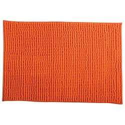 Foto van Msv badkamerkleed/badmat voor op de vloer - oranje - 40 x 60 cm - microvezel - badmatjes