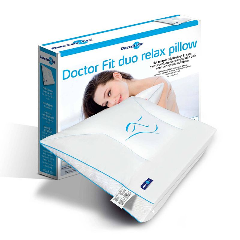 Foto van Dr.fit - blue duo relax pillow neck: visco w/ latexballs