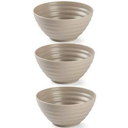 Foto van Set van 6x kommetjes/schaaltjes - dessert/ontbijt - kunststof - d14 cm - taupe - kommetjes