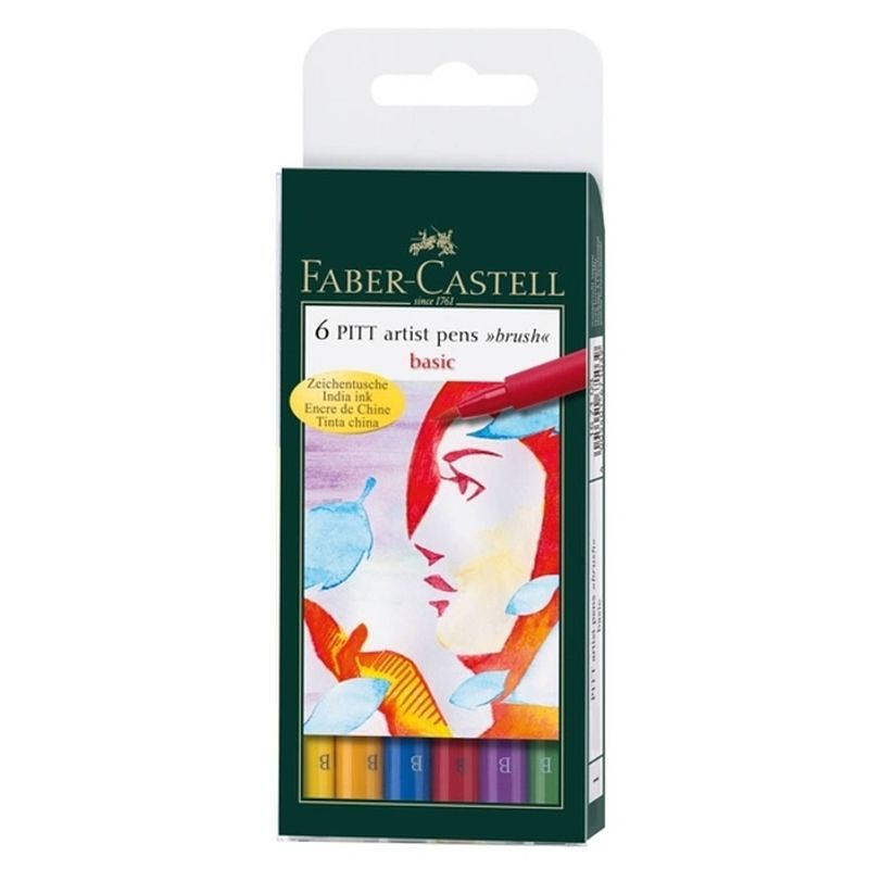 Foto van Tekenstift faber-castell pitt artist pen 6-delig etui basic