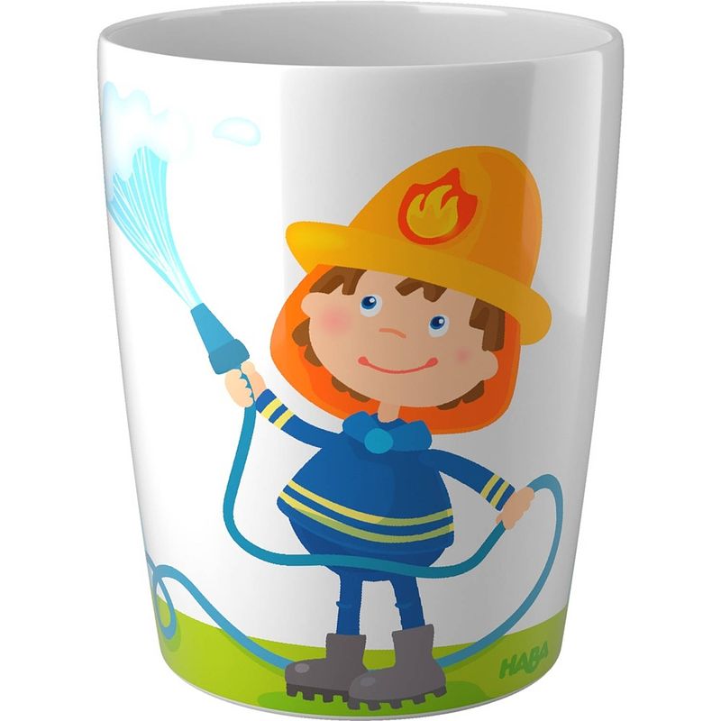 Foto van Haba drinkbeker brandweerman wit/blauw 9 cm