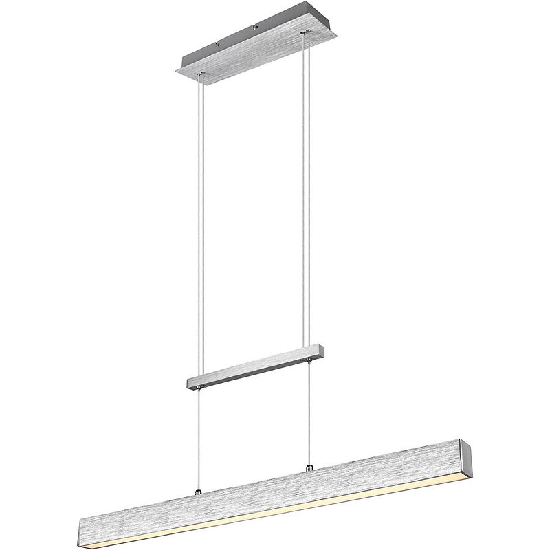 Foto van Led hanglamp - trion parola up and down - 31w - warm wit 3000k - dimbaar - rechthoek - mat grijs - aluminium