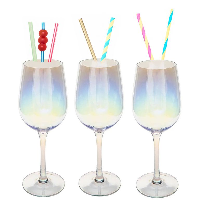 Foto van Set van 6x wijnglazen parelmoer voor rode wijn fantasy 380 ml van glas - wijnglazen