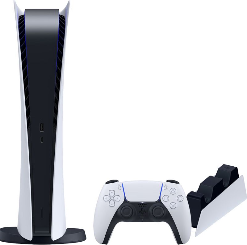 Foto van Playstation 5 digital edition + dualsense oplaadstation