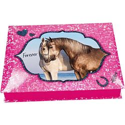 Foto van Horses dreams doos met schrijfwaren roze