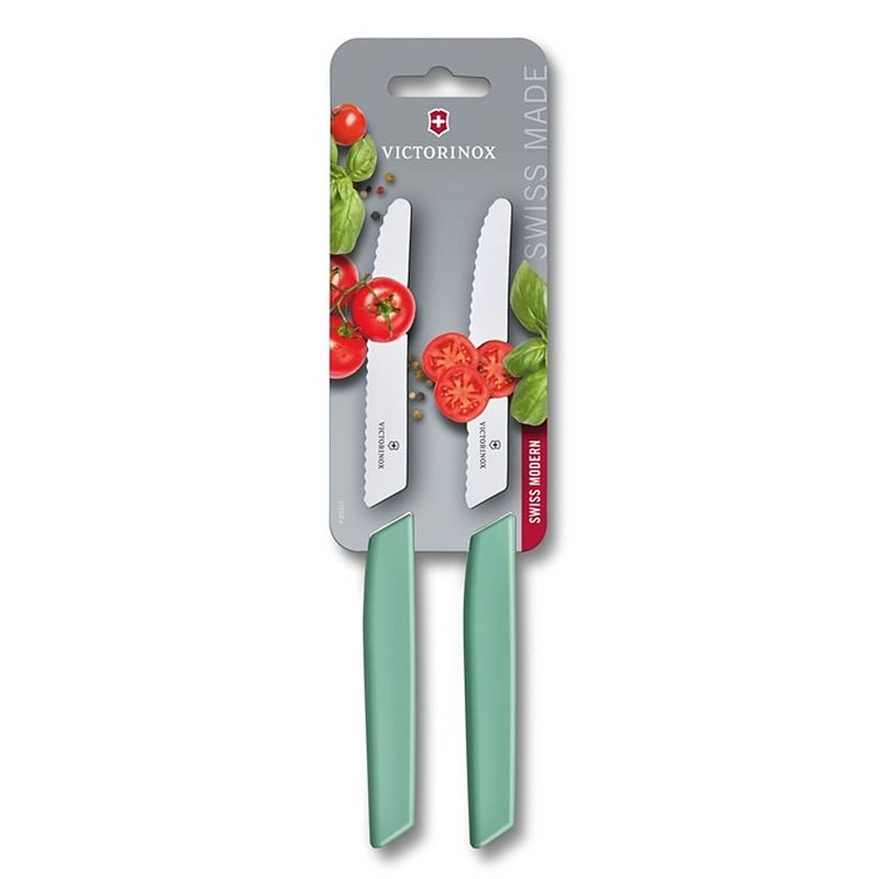 Foto van Victorinox swiss modern tomatenmes - 2-delig - mint groen