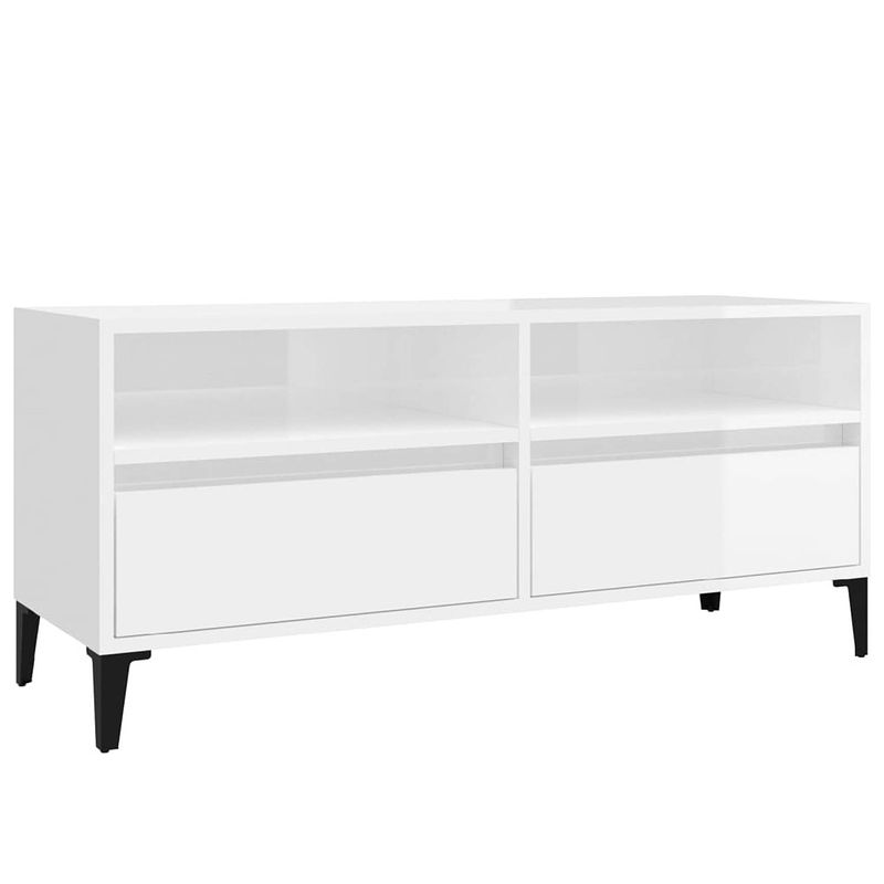 Foto van The living store tv-kast - klassiek design - veel opbergruimte - hoogglans wit - 100 x 34.5 x 44.5 cm