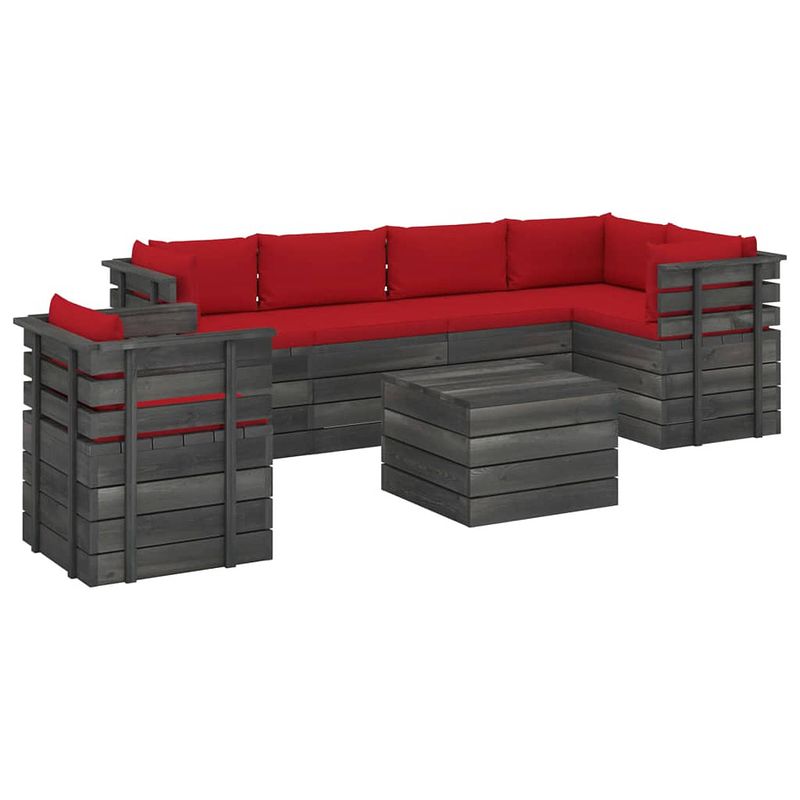 Foto van Vidaxl 7-delige loungeset met kussens pallet massief grenenhout