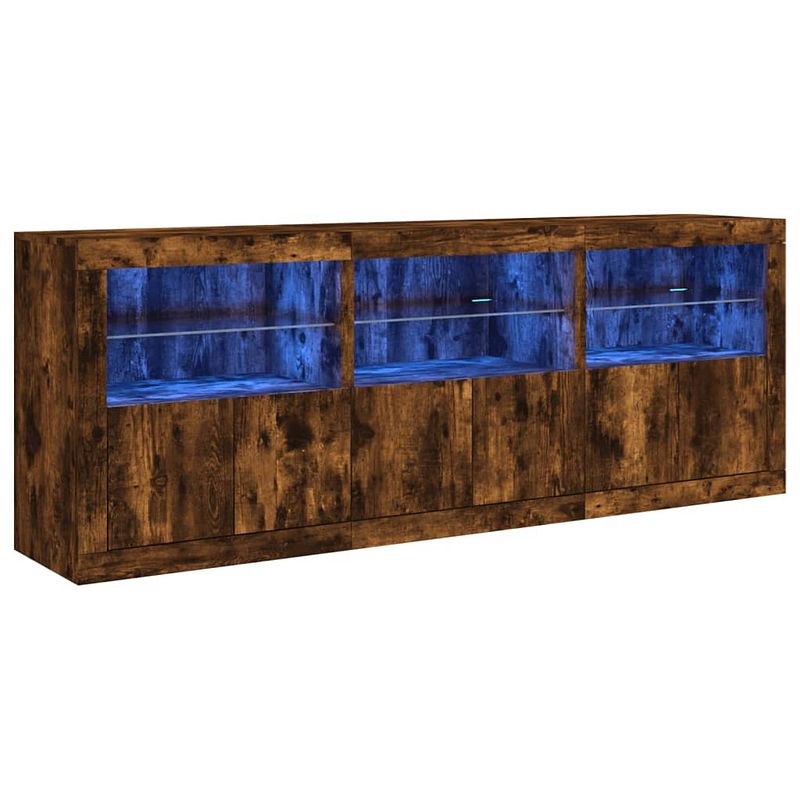 Foto van Vidaxl dressoir met led-verlichting 181,5x37x67 cm gerookt eikenkleur