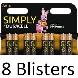 Foto van 64 stuks (8 blisters a 8 st) duracell aa simply batterijen