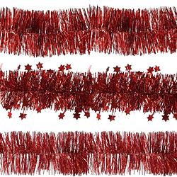 Foto van Decoris folie kerstslingers 3x stuks - rood - kunststof - 270 cm - kerstslingers