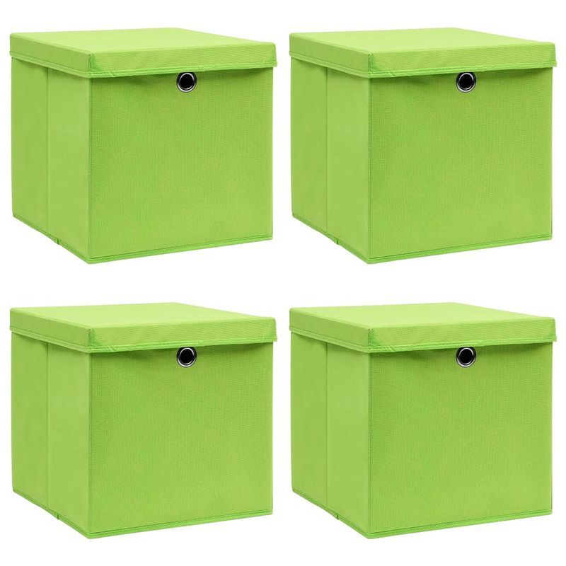 Foto van Vidaxl opbergboxen met deksels 10 st 32x32x32 cm stof groen