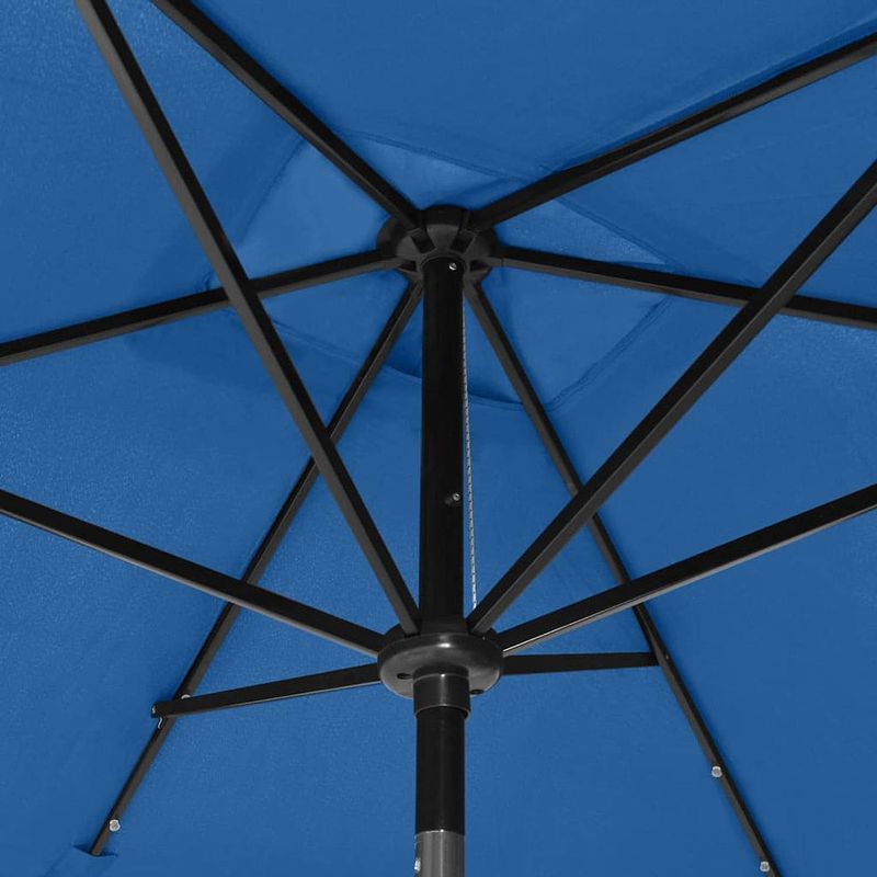 Foto van Infiori parasol met led'ss en stalen paal 2x3 m azuurblauw