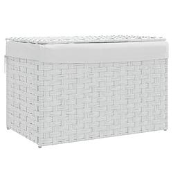 Foto van Vidaxl wasmand met deksel 55,5x35x34 cm poly rattan wit