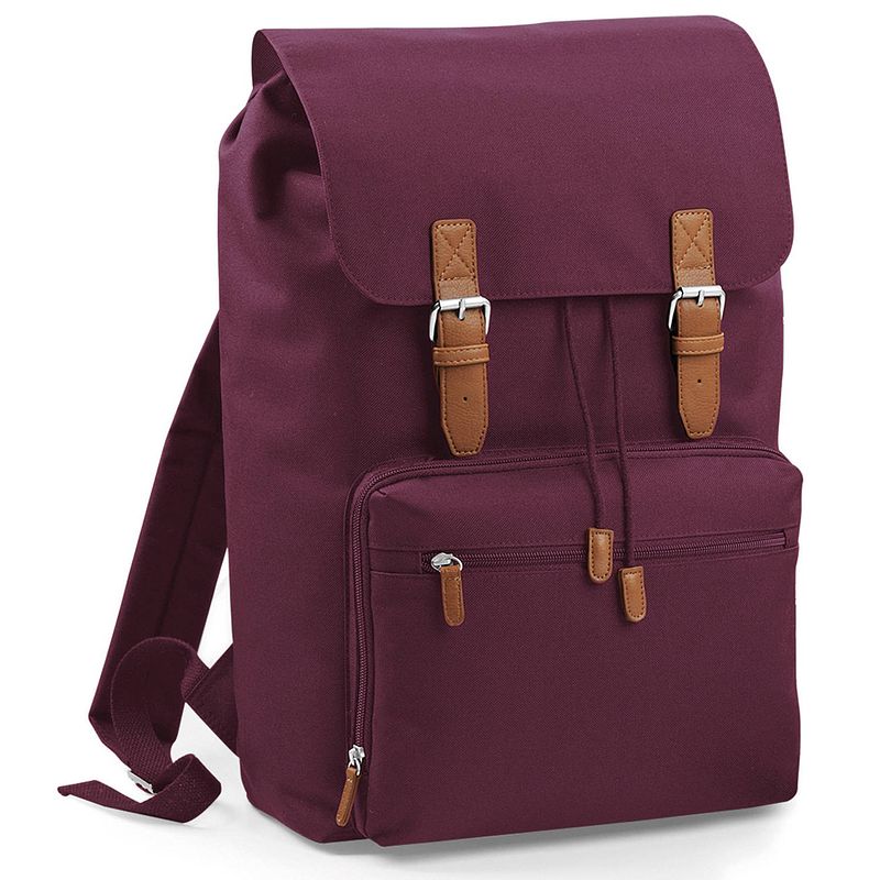 Foto van Vintage schooltas rugzak/rugtas bordeaux rood 49 cm - rugzak