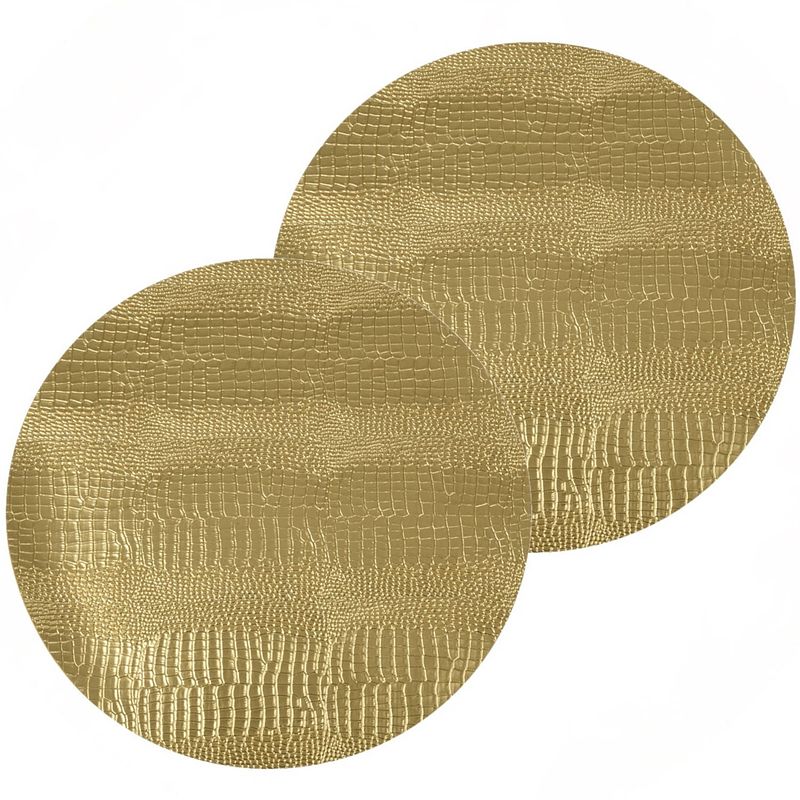 Foto van 1x stuks ronde placemats goud glitter 38 cm van kunststof - placemats