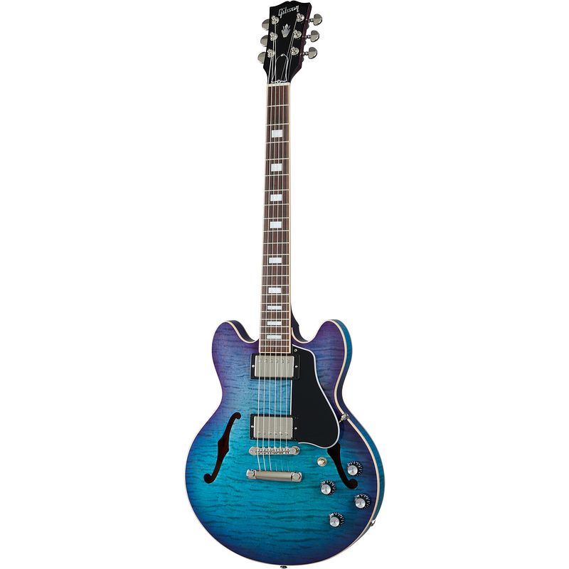 Foto van Gibson modern collection es-339 figured blueberry burst semi-akoestische gitaar met koffer