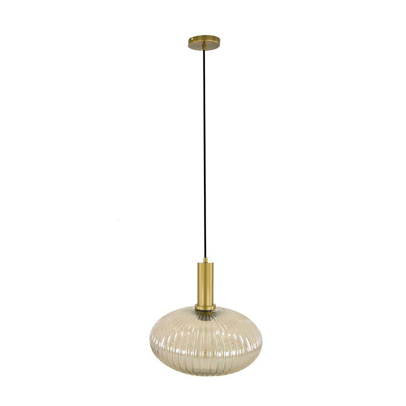 Foto van Dknc - hanglamp glas - 30x30x28cm - geel