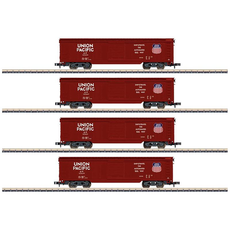 Foto van Märklin 82497 z set van 4 boxcars van de union pacific