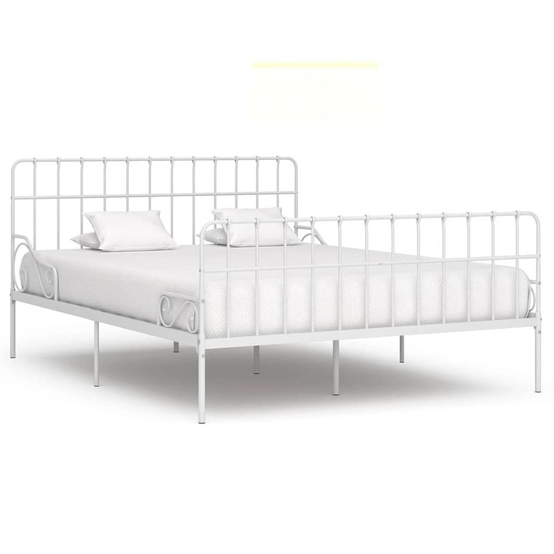 Foto van Vidaxl bedframe met lattenbodem metaal wit 200x200 cm