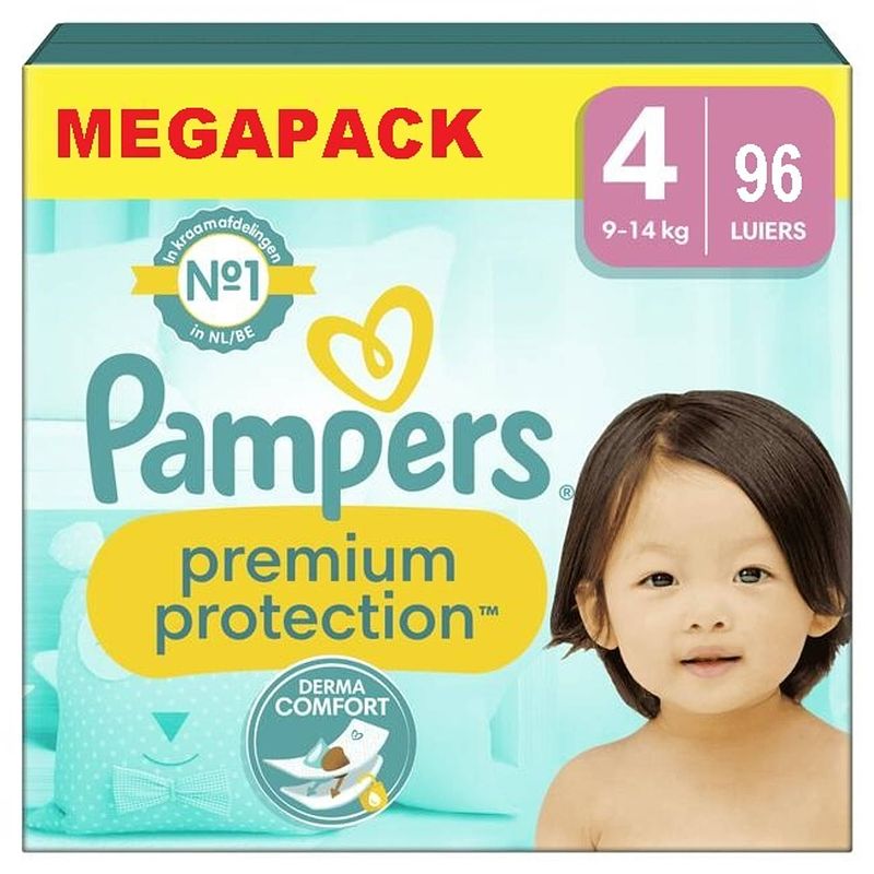 Foto van Pampers premium protection maat 4, 96 luiers 914kg bij jumbo