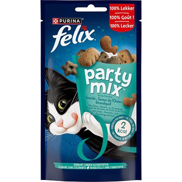 Foto van Felix® party mix seaside met zalm, koolvis & forelsmaak kattensnacks 60g bij jumbo