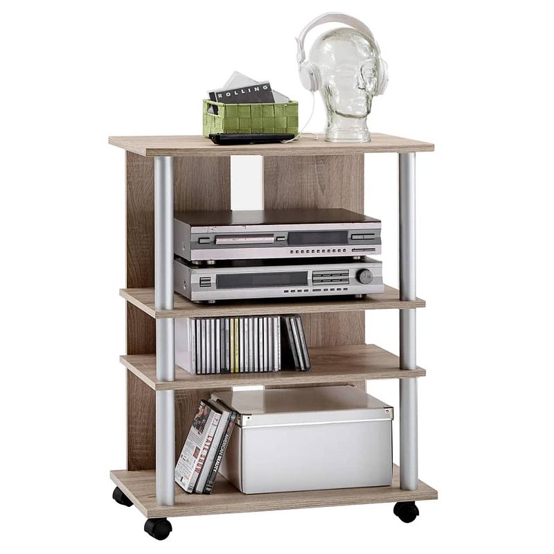 Foto van Fmd tv/hifi-kast met 3 vakken 65x40x79,2 cm eikenkleurig