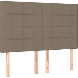 Foto van The living store boxspring bed - led - pocketvering - huidvriendelijk - 140x190 cm - taupe/ wit