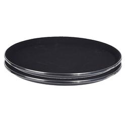 Foto van Set van 2x stuks zwart anti-slip horeca dienbladen kunststof met metalen rand 36 cm - dienbladen