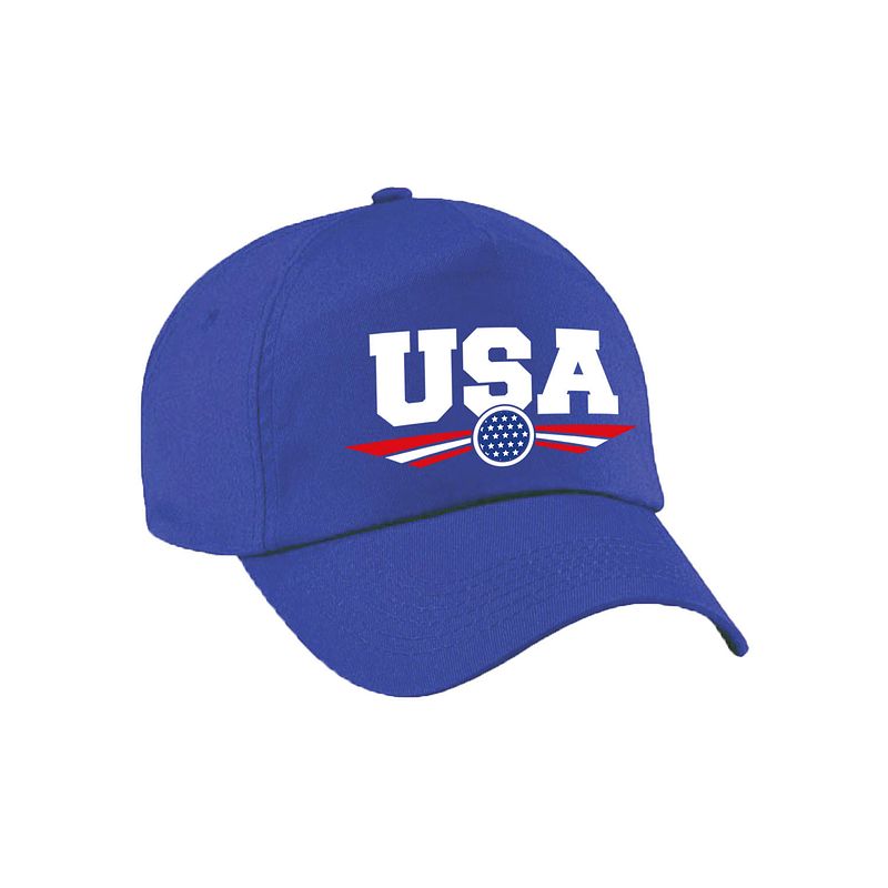 Foto van Amerika / usa landen pet / baseball cap blauw voor kinderen - verkleedhoofddeksels