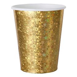 Foto van Santex wegwerp bekertjes glitter - bruiloft - 10x stuks - 270 ml - goud - feestbekertjes