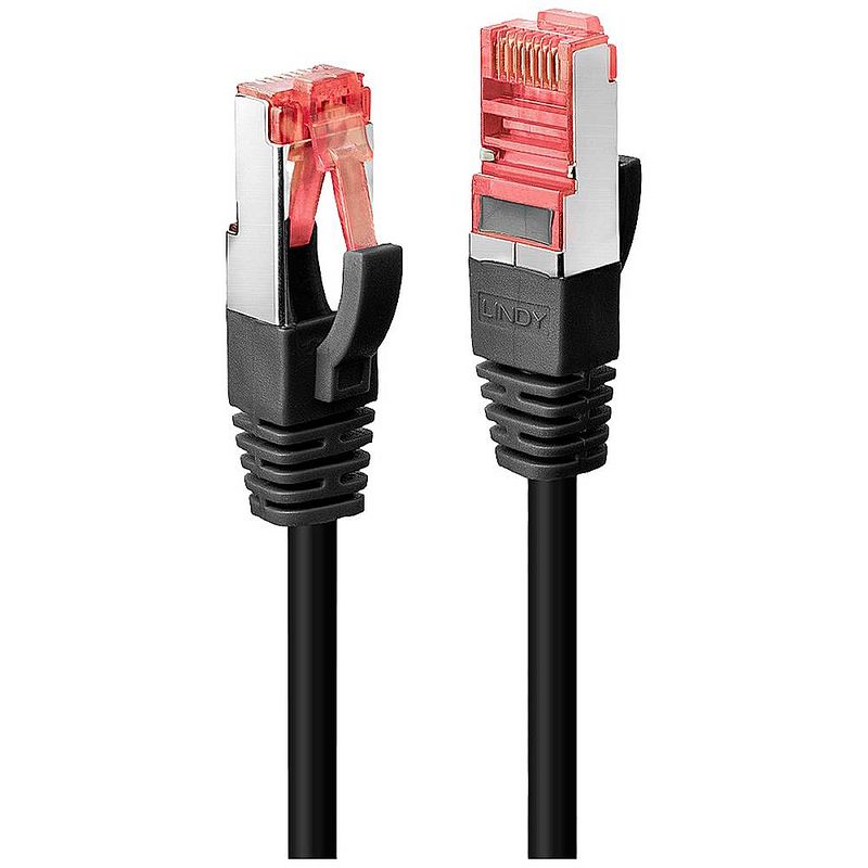 Foto van Lindy 47778 rj45 netwerkkabel, patchkabel cat 6 s/ftp 1.5 m zwart 1 stuk(s)