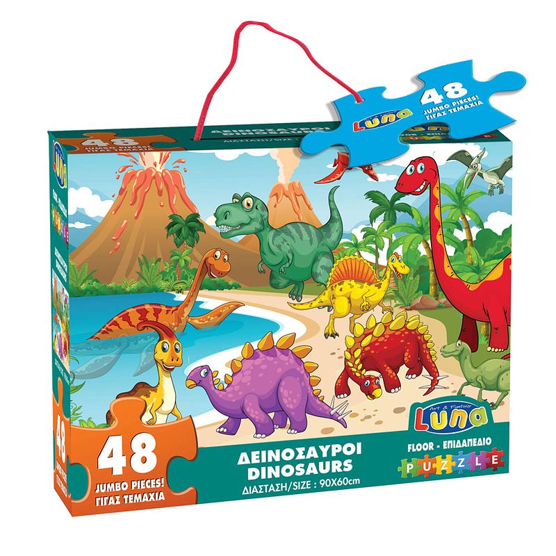 Foto van Luna vloerpuzzel dinosaurus 60 x 90 cm karton 48 stuks