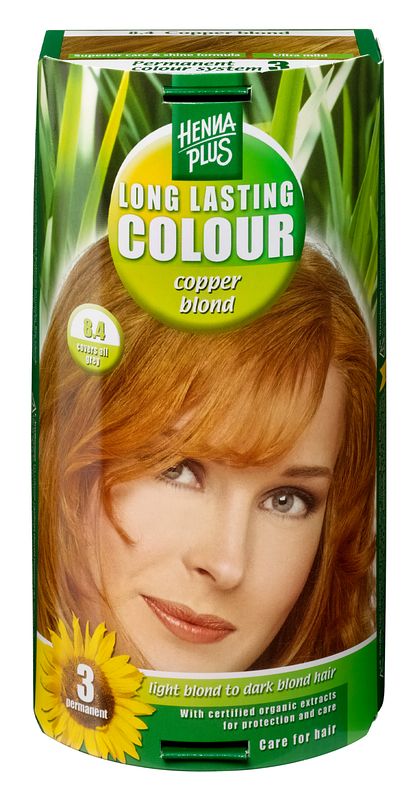 Foto van Hennaplus long lasting colour 8.4 copper blond 100ml