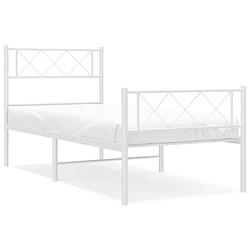 Foto van Vidaxl bedframe met hoofd- en voeteneinde metaal wit 90x190 cm