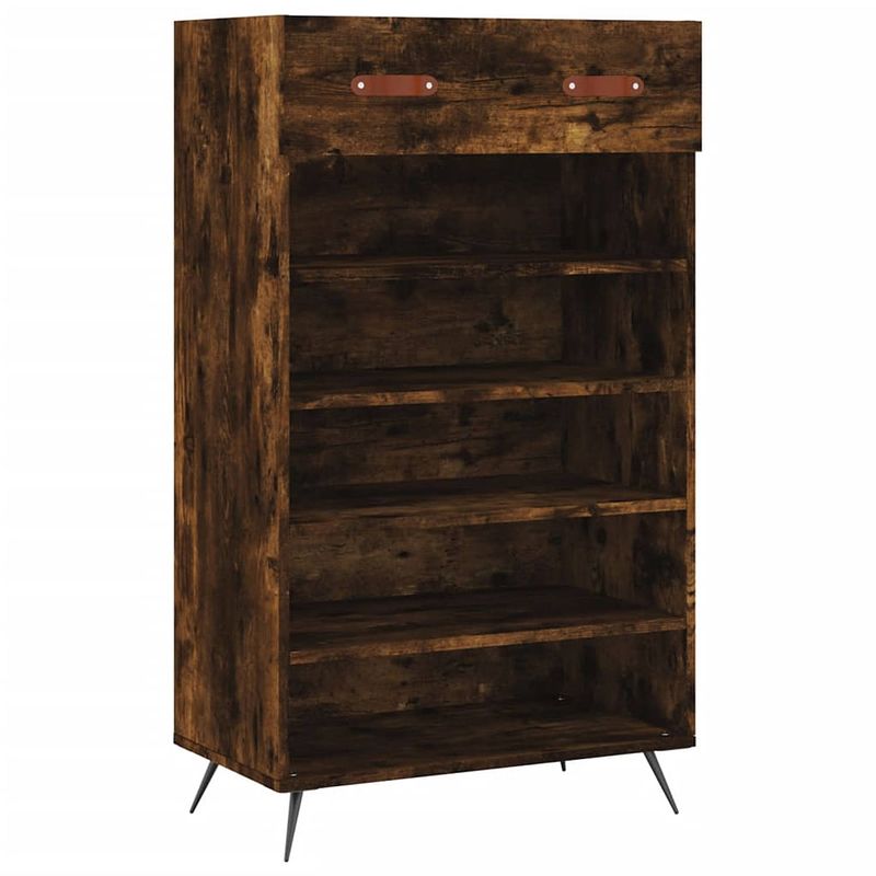 Foto van The living store schoenenkast - elegant - opbergruimte voor schoenen - 60 x 35 x 105 cm - gerookt eiken