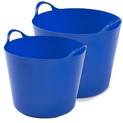 Foto van Flexibele emmers - 2x stuks - 14 liter en 26 liter - blauw - wasmanden