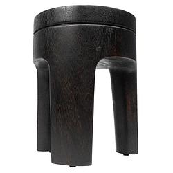 Foto van Must living stool baba,45xø35 cm, suar wood, black with natural cracks