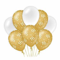 Foto van Paperdreams 16 jaar leeftijd thema ballonnen - 24x - goud/wit - verjaardag feestartikelen - ballonnen