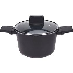 Foto van Excellent houseware braadpan - kookpan met deksel - 20 cm - zwart