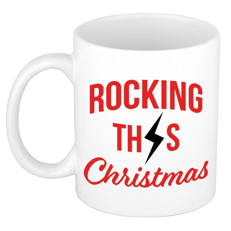 Foto van Leuke kerst cadeau mok/beker - rocking this christmas - wit - bekers