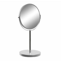 Foto van Make-up spiegel op standaard rvs/zilver h34 en d18 cm - spiegels