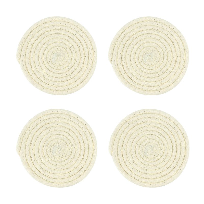 Foto van Krumble pannenonderzetter rond - katoen - beige - set van 4