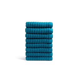 Foto van Seashell wave handdoekset - 8 stuks - turquoise - 50x100cm - premium