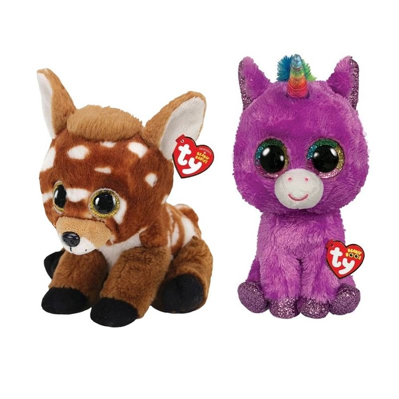 Foto van Ty - knuffel - beanie buddy - buckley deer & rosette unicorn