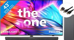 Foto van Philips the one 43pus8909 - ambilight (2024) + soundbar + hdmi kabel