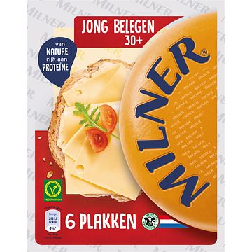 Foto van Milner jong belegen 30+ kaas 6 plakken 150g bij jumbo