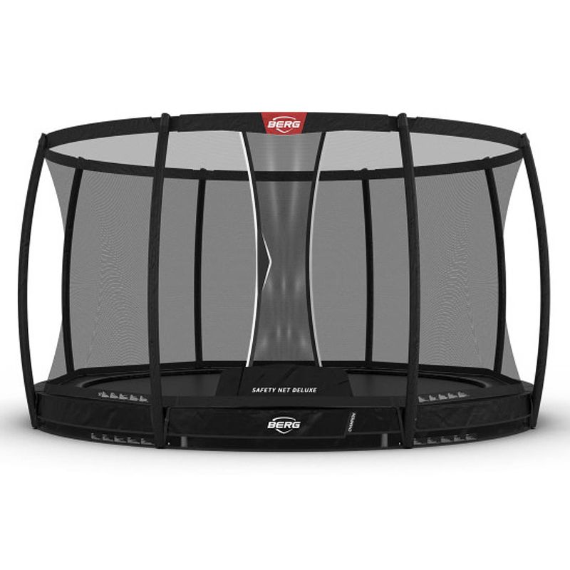 Foto van Berg trampoline champion met veiligheidsnet - safetynet deluxe - inground - 330 cm - zwart - met airflow springmat