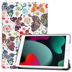 Foto van Basey ipad 10.2 2021 hoes book case hoesje - ipad 10.2 2021 hoesje hard cover case hoes - vlinder