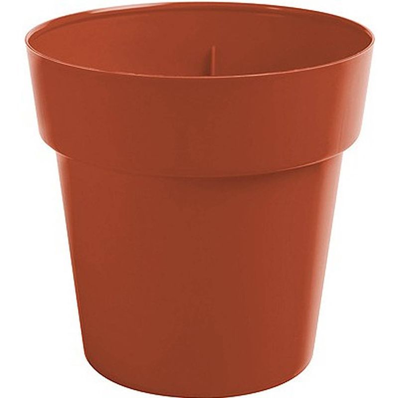 Foto van Terracotta ronde plantenpot/bloempot melisa 25 cm kunststof - plantenpotten